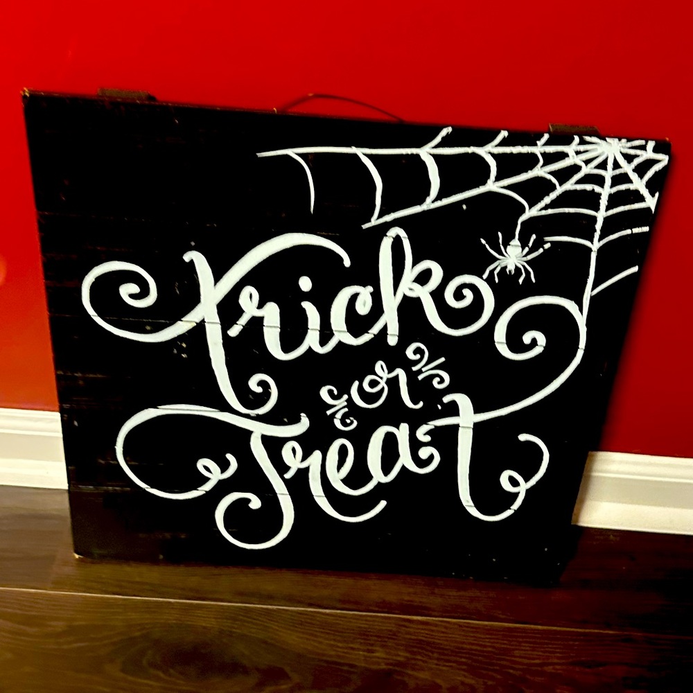Halloween Trick Or Treat Large Wooden Sign